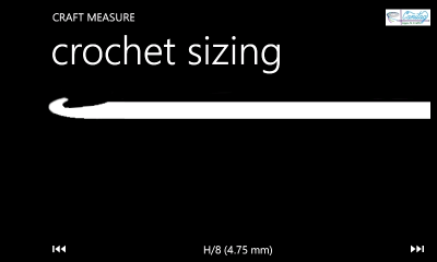 Image showing the page for sizing crochet hooks