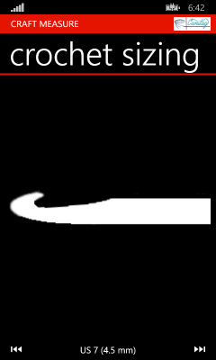 Image showing the page for sizing crochet hooks