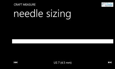 Image showing the page for sizing knitting needles