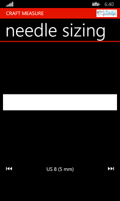 Image showing the page for sizing knitting needles
