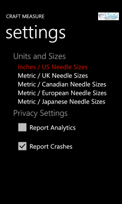 Image showing the settings page