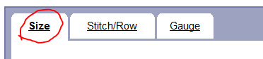 Image showing a selected Size tab