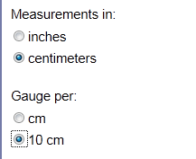 Image showing centimeter and per 10 centimeters radio buttons selected