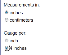 Image showing inch and per 4 inch radio buttons selected