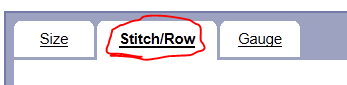 Image showing a selected Stitch/Row tab