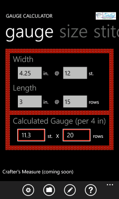Image showing filled in pane for computing your gauge