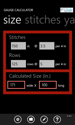 Image showing filled in fields for computing project size