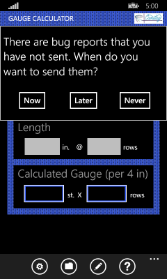 Image showing Gauge Calculator starting when bug reports are pending