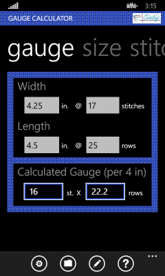 Image showing filled in pane for computing your gauge