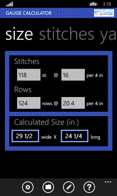 Image showing filled in fields for computing project size