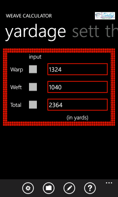 Image showing the pane with yarn yardage requirements